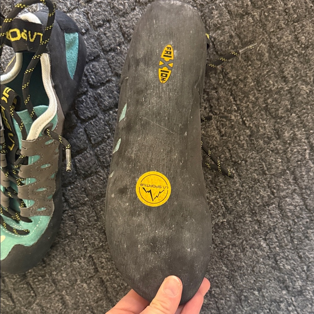 La Sportiva Turquoise and Gray Climbing Shoes - Picture 6 of 7
